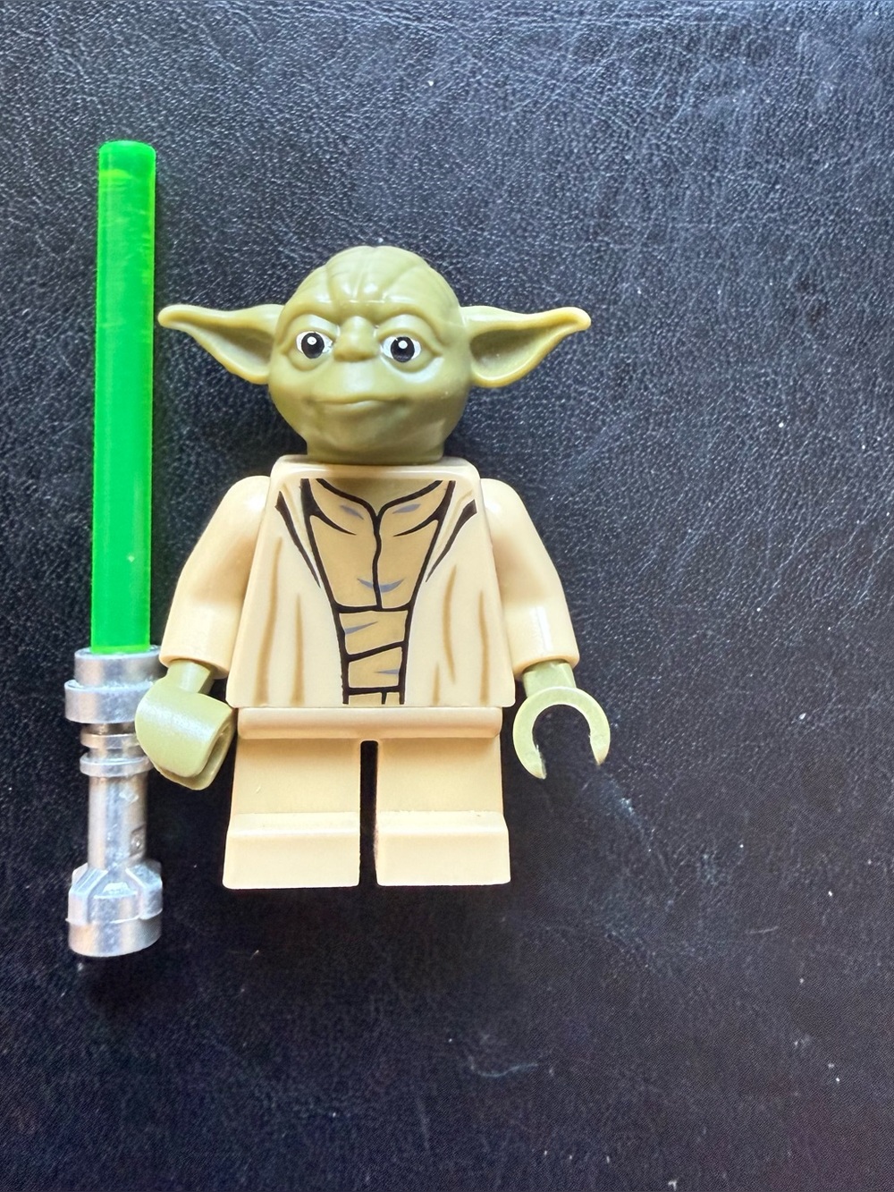 Lego Yoda Minifigure with Green Lightsaber and Tan Robe
